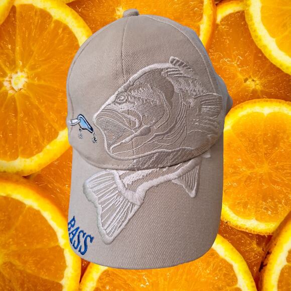 Outdoor Cap Bass Fish Hook and Loop Adjustable Baseball Hat Cap - Picture 1 of 6